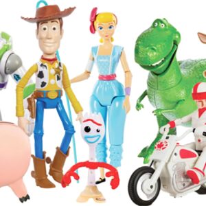 Mattel Disney and Pixar Toy Story Storytellers Figure Pack, 9 Figures & Vehicle, Woody Buzz Rex Forky Bo Peep Duke Caboom & Toy Motorcycle, Carnival Crew